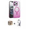 MARSİLYAN™- iPhone 16 Pro Max Kılıf Ahenk Doku Özel Seri - Siyah Bilvis 3X AR Hayalet Cam Ekran Koruyucu + Pers Alüminyum Kamera Lens - CLTM
