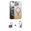 MARSİLYAN™- iPhone 16 Pro Max Kılıf Ahenk Doku Özel Seri - Siyah Bilvis 3X AR Hayalet Cam Ekran Koruyucu + Bilvis Titan Kamera Lens - GS
