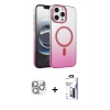 MARSİLYAN™- iPhone 16 Pro Max Kılıf Ahenk Doku Özel Seri - Siyah Bilvis 3X AR Hayalet Cam Ekran Koruyucu + Pers Alüminyum Kamera Lens - GS