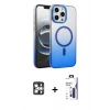 MARSİLYAN™- iPhone 16 Pro Max Kılıf Ahenk Doku Özel Seri - Siyah Bilvis 3X AR Hayalet Cam Ekran Koruyucu + PVD Metal Kamera Lens - GS