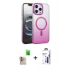 MARSİLYAN™- iPhone 16 Pro Max Kılıf Ahenk Doku Özel Seri - Siyah Bilvis 3X AR Hayalet Cam Ekran Koruyucu + Raze Metal Kamera Lens - NLGY