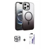 MARSİLYAN™- iPhone 16 Pro Max Kılıf Ahenk Doku Özel Seri - Siyah Bilvis 3X AR HD Cam Ekran Koruyucu + Pers Alüminyum Kamera Lens - GI