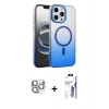 MARSİLYAN™- iPhone 16 Pro Max Kılıf Ahenk Doku Özel Seri - Siyah Bilvis 3X AR HD Cam Ekran Koruyucu + Pers Alüminyum Kamera Lens - GS