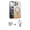 MARSİLYAN™- iPhone 16 Pro Max Kılıf Ahenk Doku Özel Seri - Siyah Bilvis 3X AR HD Cam Ekran Koruyucu + Pers Alüminyum Kamera Lens - GS