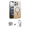MARSİLYAN™- iPhone 16 Pro Max Kılıf Ahenk Doku Özel Seri - Siyah Bilvis 3X AR HD Cam Ekran Koruyucu + Pers Alüminyum Kamera Lens - GI