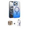 MARSİLYAN™- iPhone 16 Pro Max Kılıf Ahenk Doku Özel Seri - Siyah Bilvis 3X AR HD Cam Ekran Koruyucu + Pers Alüminyum Kamera Lens - CLTM