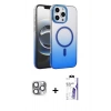 MARSİLYAN™- iPhone 16 Pro Max Kılıf Ahenk Doku Özel Seri - Siyah Bilvis 3X AR HD Cam Ekran Koruyucu + Pers Alüminyum Kamera Lens - GI