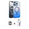 MARSİLYAN™- iPhone 16 Pro Max Kılıf Ahenk Doku Özel Seri - Siyah Bilvis 3X AR HD Cam Ekran Koruyucu + PVD Metal Kamera Lens - GD