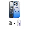 MARSİLYAN™- iPhone 16 Pro Max Kılıf Ahenk Doku Özel Seri - Siyah Bilvis 3X AR HD Cam Ekran Koruyucu + PVD Metal Kamera Lens - GS