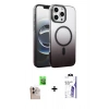 MARSİLYAN™- iPhone 16 Pro Max Kılıf Ahenk Doku Özel Seri - Siyah Bilvis 3X AR HD Cam Ekran Koruyucu + Raze Metal Kamera Lens - NLGY