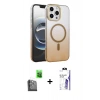 MARSİLYAN™- iPhone 16 Pro Max Kılıf Ahenk Doku Özel Seri - Siyah Bilvis 3X AR HD Cam Ekran Koruyucu + Raze Metal Kamera Lens - SH