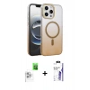 MARSİLYAN™- iPhone 16 Pro Max Kılıf Ahenk Doku Özel Seri - Siyah Bilvis 3X AR HD Cam Ekran Koruyucu + Raze Metal Kamera Lens - BZ