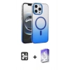 MARSİLYAN™- iPhone 16 Pro Max Kılıf Ahenk Doku Özel Seri - Siyah Bilvis 5in1 3D Magic Cam Ekran Koruyucu + PVD Metal Kamera Lens - GS