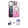 MARSİLYAN™- iPhone 16 Pro Max Kılıf Ahenk Doku Özel Seri - Siyah Bilvis 5in1 3D Magic Cam Ekran Koruyucu + Bilvis Titan Kamera Lens - SH