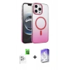 MARSİLYAN™- iPhone 16 Pro Max Kılıf Ahenk Doku Özel Seri - Siyah Bilvis 5in1 3D Magic Cam Ekran Koruyucu + Raze Metal Kamera Lens - BZ