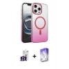 MARSİLYAN™- iPhone 16 Pro Max Kılıf Ahenk Doku Özel Seri - Siyah Bilvis 5in1 3D Magic Cam Ekran Koruyucu + Bilvis Titan Kamera Lens - TMGI
