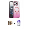 MARSİLYAN™- iPhone 16 Pro Max Kılıf Ahenk Doku Özel Seri - Siyah Bilvis 5in1 3D Magic Cam Ekran Koruyucu + Pers Alüminyum Kamera Lens - CLTM