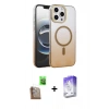 MARSİLYAN™- iPhone 16 Pro Max Kılıf Ahenk Doku Özel Seri - Siyah Bilvis 5in1 3D Magic Cam Ekran Koruyucu + Raze Metal Kamera Lens - CLTM