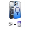 MARSİLYAN™- iPhone 16 Pro Max Kılıf Ahenk Doku Özel Seri - Siyah Bilvis 5in1 3D Magic Cam Ekran Koruyucu + Pers Alüminyum Kamera Lens - GS