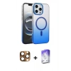 MARSİLYAN™- iPhone 16 Pro Max Kılıf Ahenk Doku Özel Seri - Siyah Bilvis 5in1 3D Magic Cam Ekran Koruyucu + Pers Alüminyum Kamera Lens - CLTM