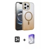 MARSİLYAN™- iPhone 16 Pro Max Kılıf Ahenk Doku Özel Seri - Siyah Bilvis 5in1 3D Magic Cam Ekran Koruyucu + PVD Metal Kamera Lens - SH
