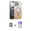 MARSİLYAN™- iPhone 16 Pro Max Kılıf Ahenk Doku Özel Seri - Siyah Bilvis 5in1 3D Magic Cam Ekran Koruyucu + PVD Metal Kamera Lens - GS