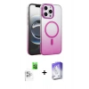 MARSİLYAN™- iPhone 16 Pro Max Kılıf Ahenk Doku Özel Seri - Siyah Bilvis 5in1 3D Magic Cam Ekran Koruyucu + Raze Metal Kamera Lens - BZ