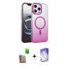 MARSİLYAN™- iPhone 16 Pro Max Kılıf Ahenk Doku Özel Seri - Siyah Bilvis 5in1 3D Magic Cam Ekran Koruyucu + Raze Metal Kamera Lens - CLTM