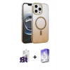 MARSİLYAN™- iPhone 16 Pro Max Kılıf Ahenk Doku Özel Seri - Siyah Bilvis 5in1 3D Magic Cam Ekran Koruyucu + Bilvis Titan Kamera Lens - SH