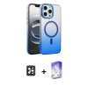 MARSİLYAN™- iPhone 16 Pro Max Kılıf Ahenk Doku Özel Seri - Siyah Bilvis 5in1 3D Magic Cam Ekran Koruyucu + PVD Metal Kamera Lens - SH