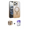 MARSİLYAN™- iPhone 16 Pro Max Kılıf Ahenk Doku Özel Seri - Siyah Bilvis 5in1 3D Magic Cam Ekran Koruyucu + Pers Alüminyum Kamera Lens - CLTM