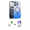 MARSİLYAN™- iPhone 16 Pro Max Kılıf Ahenk Doku Özel Seri - Siyah Bilvis 5in1 3D Magic Cam Ekran Koruyucu + Raze Metal Kamera Lens - BZ