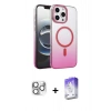 MARSİLYAN™- iPhone 16 Pro Max Kılıf Ahenk Doku Özel Seri - Siyah Bilvis 5in1 3D Magic Cam Ekran Koruyucu + Pers Alüminyum Kamera Lens - GS