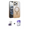 MARSİLYAN™- iPhone 16 Pro Max Kılıf Ahenk Doku Özel Seri - Siyah Bilvis 5in1 3D Magic Cam Ekran Koruyucu + Bilvis Titan Kamera Lens - TMGI