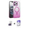 MARSİLYAN™- iPhone 16 Pro Max Kılıf Ahenk Doku Özel Seri - Siyah Bilvis 5in1 3D Magic Cam Ekran Koruyucu + Bilvis Titan Kamera Lens - TMGI