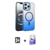 MARSİLYAN™- iPhone 16 Pro Max Kılıf Ahenk Doku Özel Seri - Siyah Bilvis 5in1 5D Magic Hayalet Cam Ekran Koruyucu + PVD Metal Kamera Lens - GS