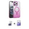 MARSİLYAN™- iPhone 16 Pro Max Kılıf Ahenk Doku Özel Seri - Siyah Bilvis 5in1 5D Magic Hayalet Cam Ekran Koruyucu + Bilvis Titan Kamera Lens - TMGI