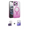 MARSİLYAN™- iPhone 16 Pro Max Kılıf Ahenk Doku Özel Seri - Siyah Bilvis 5in1 5D Magic Hayalet Cam Ekran Koruyucu + Bilvis Titan Kamera Lens - SH