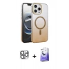 MARSİLYAN™- iPhone 16 Pro Max Kılıf Ahenk Doku Özel Seri - Siyah Bilvis 5in1 5D Magic Hayalet Cam Ekran Koruyucu + Pers Alüminyum Kamera Lens - GI