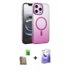 MARSİLYAN™- iPhone 16 Pro Max Kılıf Ahenk Doku Özel Seri - Siyah Bilvis 5in1 5D Magic Hayalet Cam Ekran Koruyucu + Raze Metal Kamera Lens - CLTM