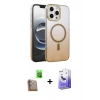 MARSİLYAN™- iPhone 16 Pro Max Kılıf Ahenk Doku Özel Seri - Siyah Bilvis 5in1 5D Magic Hayalet Cam Ekran Koruyucu + Raze Metal Kamera Lens - CLTM