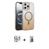 MARSİLYAN™- iPhone 16 Pro Max Kılıf Ahenk Doku Özel Seri - Siyah Bilvis Hayalet Cam Ekran Koruyucu + Gümüş Pers Alüminyum Kamera Lens
