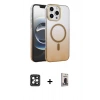 MARSİLYAN™- iPhone 16 Pro Max Kılıf Ahenk Doku Özel Seri - Siyah Bilvis Hayalet Cam Ekran Koruyucu + PVD Metal Kamera Lens - SH