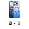 MARSİLYAN™- iPhone 16 Pro Max Kılıf Ahenk Doku Özel Seri - Siyah Bilvis Hayalet Cam Ekran Koruyucu + PVD Metal Kamera Lens - SH