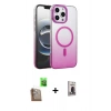 MARSİLYAN™- iPhone 16 Pro Max Kılıf Ahenk Doku Özel Seri - Siyah Bilvis Hayalet Cam Ekran Koruyucu + Raze Metal Kamera Lens - CLTM