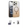 MARSİLYAN™- iPhone 16 Pro Max Kılıf Ahenk Doku Özel Seri - Siyah Bilvis Hayalet Cam Ekran Koruyucu + Titanyum Gri Bilvis Titan Kamera Lens
