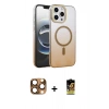 MARSİLYAN™- iPhone 16 Pro Max Kılıf Ahenk Doku Özel Seri - Siyah Buffer Cam Ekran Koruyucu + Pers Alüminyum Kamera Lens - CLTM