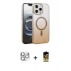 MARSİLYAN™- iPhone 16 Pro Max Kılıf Ahenk Doku Özel Seri - Siyah Buffer Cam Ekran Koruyucu + Pers Alüminyum Kamera Lens - GS