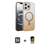 MARSİLYAN™- iPhone 16 Pro Max Kılıf Ahenk Doku Özel Seri - Siyah Buffer Cam Ekran Koruyucu + PVD Metal Kamera Lens - SH