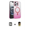 MARSİLYAN™- iPhone 16 Pro Max Kılıf Ahenk Doku Özel Seri - Siyah Buffer Cam Ekran Koruyucu + PVD Metal Kamera Lens - GS